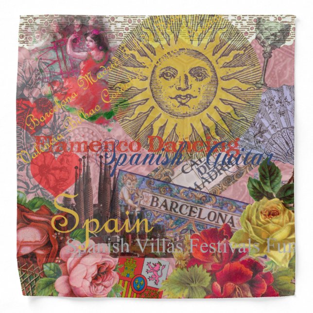 Spain Sunshine Spanish Travel Art Bandana (Front)