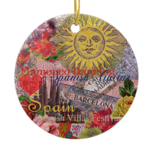 Spain Sunshine Spanish Travel Art Ceramic Ornament