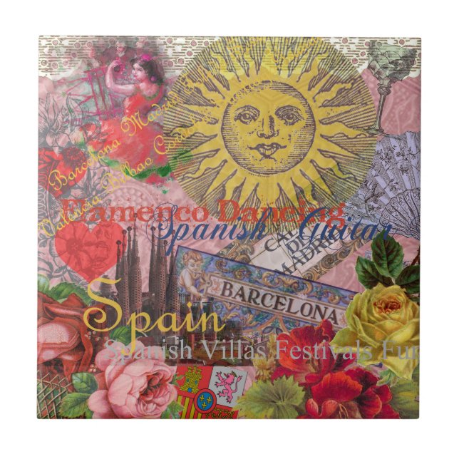 Spain Sunshine Spanish Travel Art Ceramic Tile (Front)