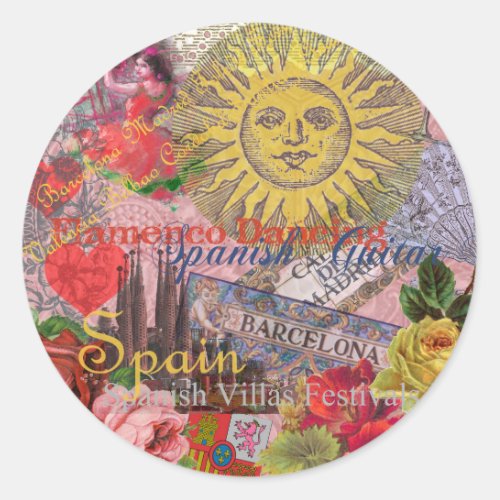 Spain Sunshine Spanish Travel Art Classic Round Sticker