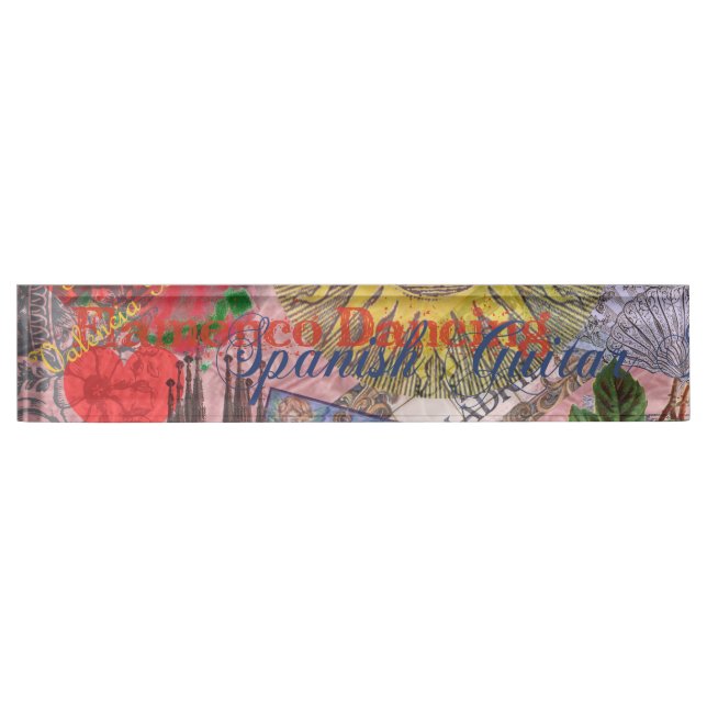 Spain Sunshine Spanish Travel Art Desk Name Plate (Front)