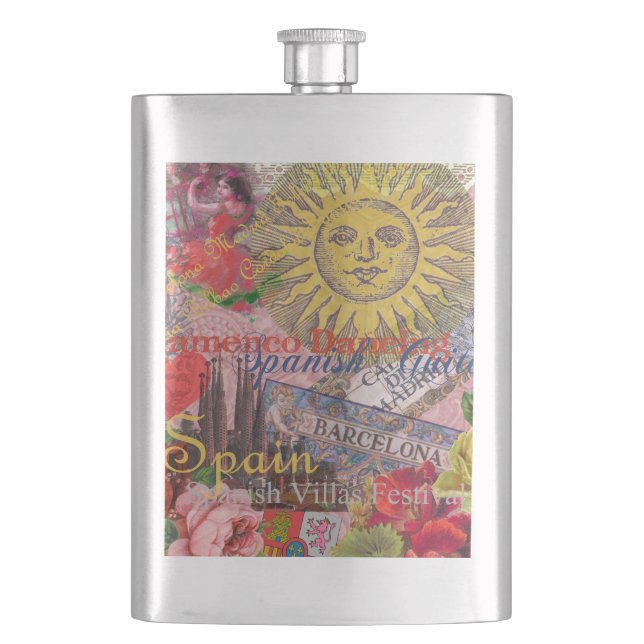 Spain Sunshine Spanish Travel Art Flask (Front)