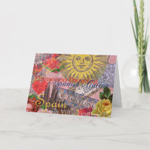 Spain Sunshine Spanish Travel Art Letterpress Thank You Card