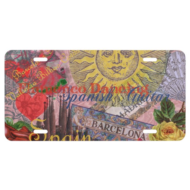 Spain Sunshine Spanish Travel Art License Plate (Front)