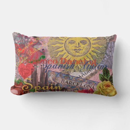 Spain Sunshine Spanish Travel Art Lumbar Pillow