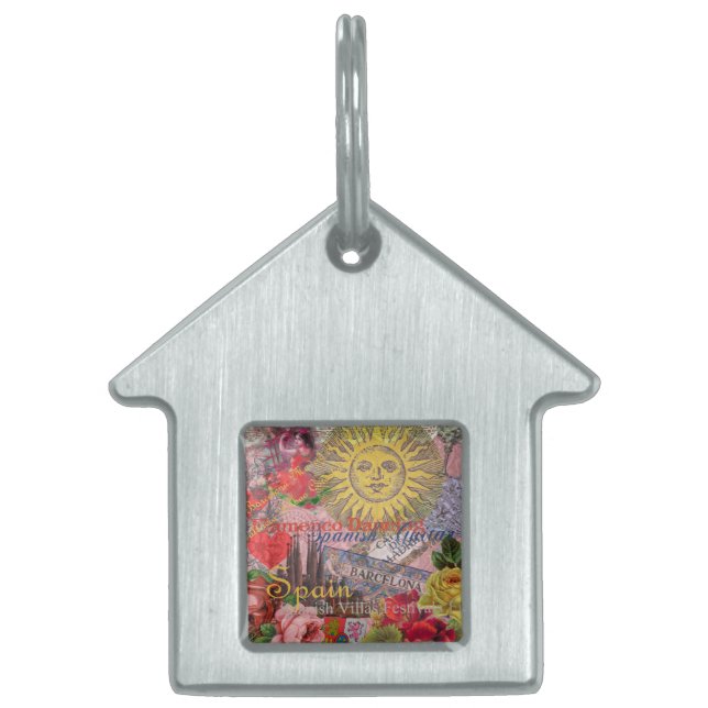 Spain Sunshine Spanish Travel Art Pet Name Tag (Front)