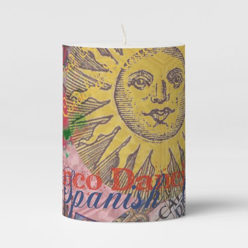 Spain Sunshine Spanish Travel Art Pillar Candle