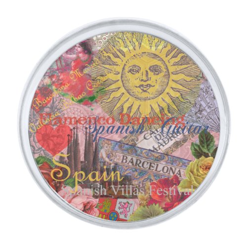 Spain Sunshine Spanish Travel Art Silver Finish Lapel Pin