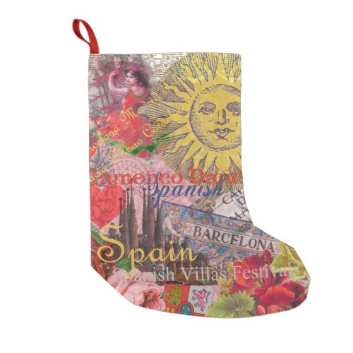 Spain Sunshine Spanish Travel Art Small Christmas Stocking