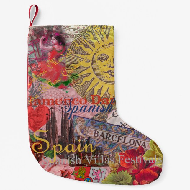 Spain Sunshine Spanish Travel Art Small Christmas Stocking (Front)