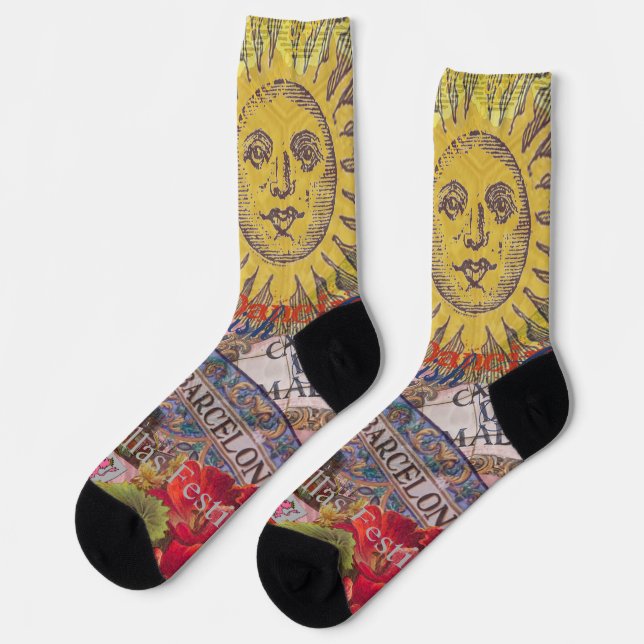 Spain Sunshine Spanish Travel Art Socks (Left)