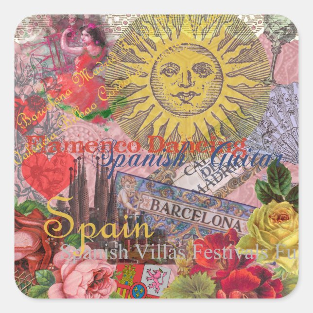 Spain Sunshine Spanish Travel Art Square Sticker (Front)