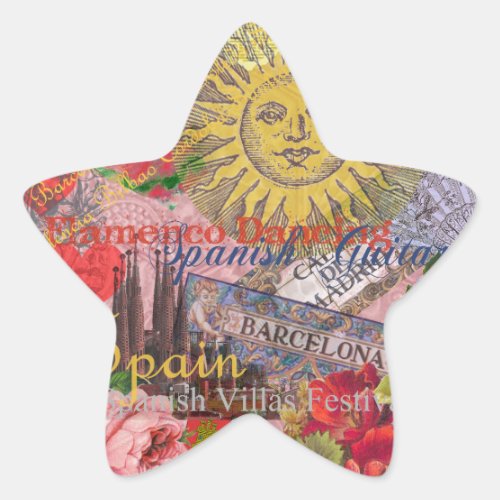 Spain Sunshine Spanish Travel Art Star Sticker