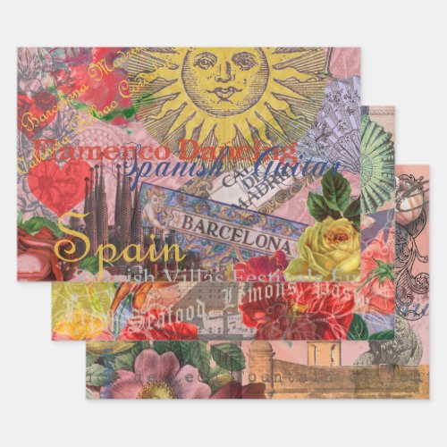 Spain Sunshine Spanish Travel Art Wrapping Paper Sheets