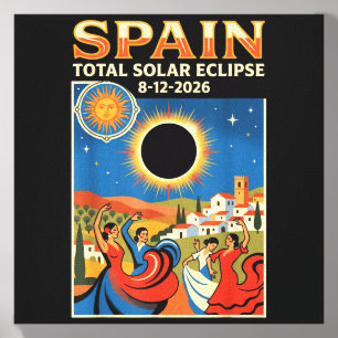 Spain Total Solar Eclipse 2026 August 12 Astronomy Canvas Photo Tile