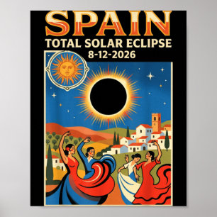Spain Total Solar Eclipse 2026 August 12 Astronomy Poster