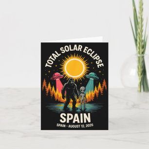 Spain Total Solar Eclipse 2026 Bigfoot Alien Card