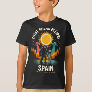 Spain Total Solar Eclipse 2026 Bigfoot Alien T-Shirt