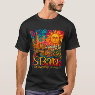 Spain Total Solar Eclipse 2026 Retro Paisley T-Shirt