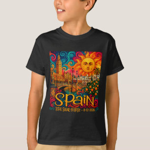 Spain Total Solar Eclipse 2026 Retro Paisley T-Shirt
