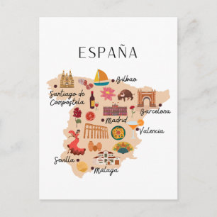 Spain travel map postcard