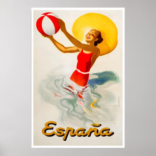 Spain Travel Poster Spanish Art Beach Print