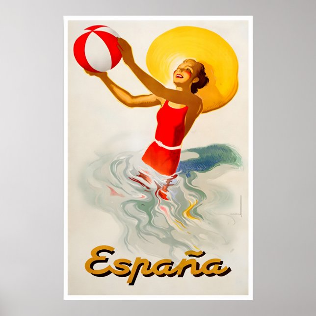 Spain Travel Poster Spanish Art Beach Print (Front)