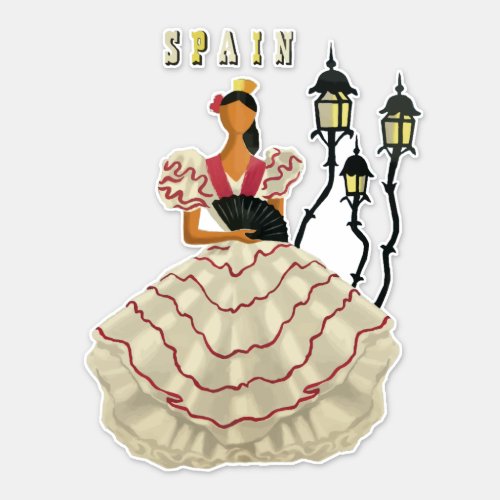 Spain Travel Spanish Flamenco Dancer woman Art   Sticker