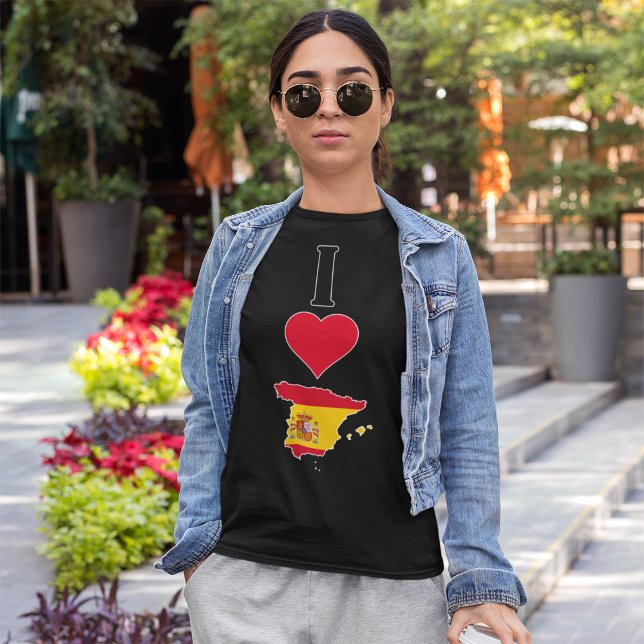 Spain Vertical I Love Spanish Flag Map Womens T-Shirt (Creator Uploaded)