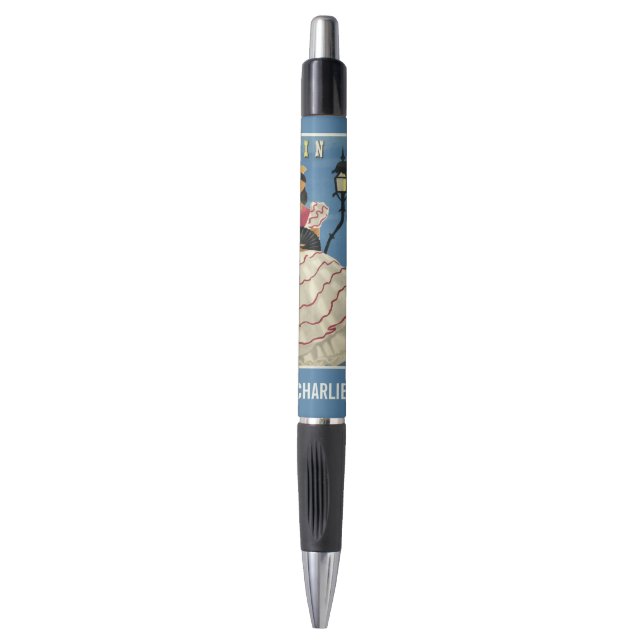 SPAIN Vintage Travel custom monogram pen (Front Vertical)