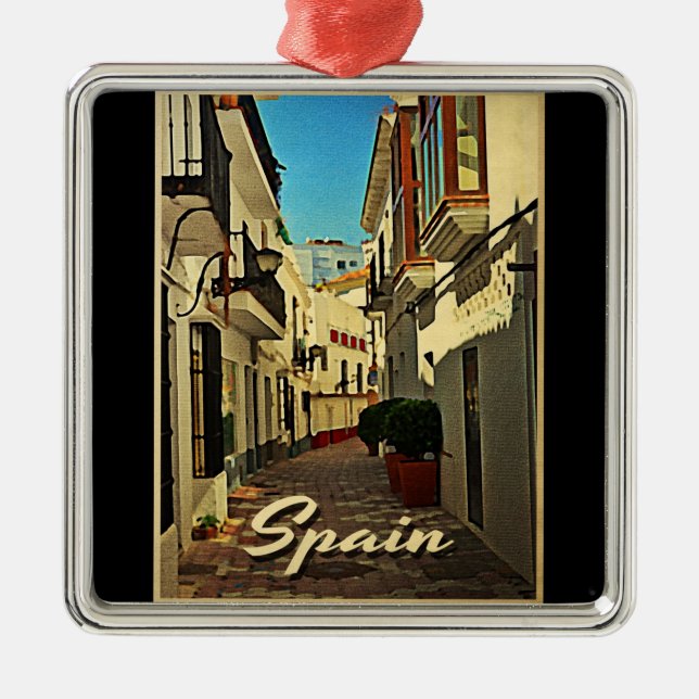 Spain Vintage Travel Metal Ornament (Front)