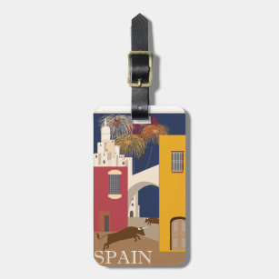 Spain vintage travel poster luggage tag