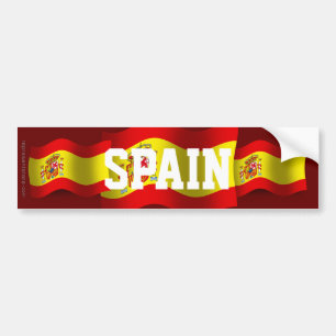 Spain Waving Flag Bumper Sticker