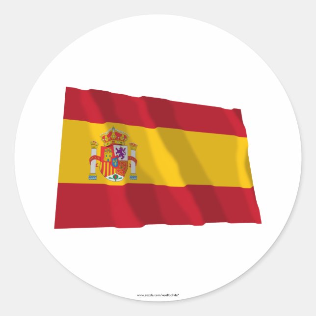 Spain Waving Flag Classic Round Sticker (Front)