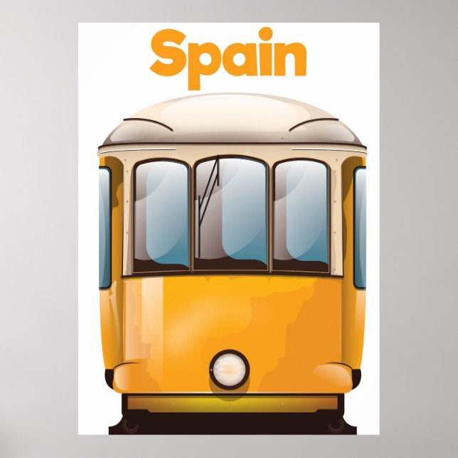 Spain yellow tram travel poster (Front)