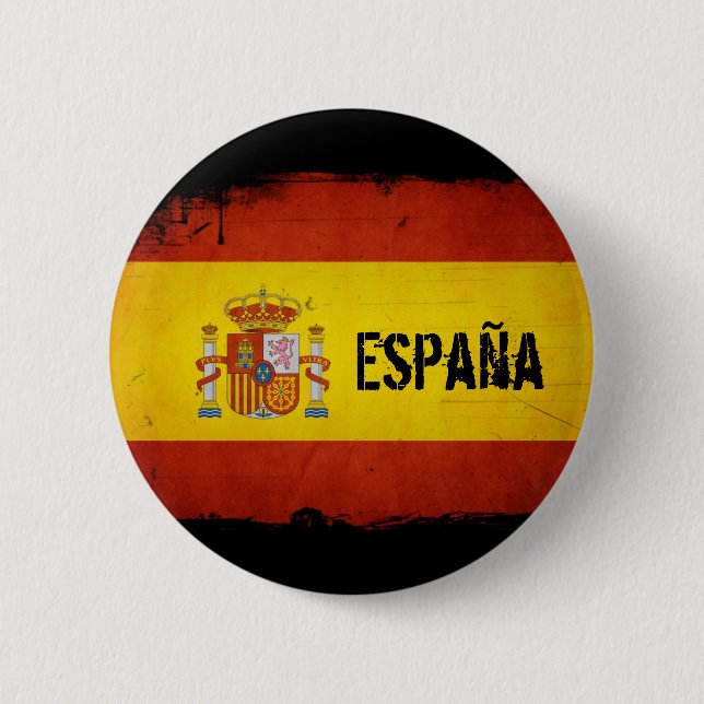 Spainish Pride Grunge Spain Flag Button (Front)