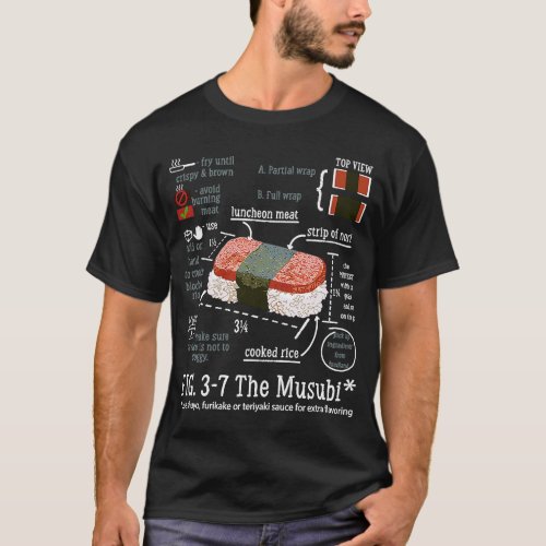 Spam Musubi Food Instruction Diagram Japanese Hawa T_Shirt