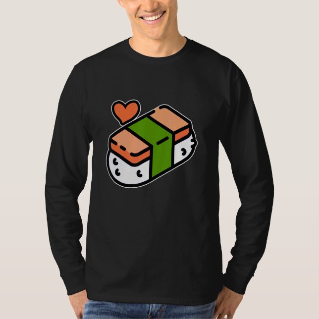 Spam Musubi Food Instruction Diagram Japanese Hawa T-Shirt (Front)