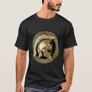 Span Helmet Gold Gladiator Spa Greek Gym Workout T-Shirt
