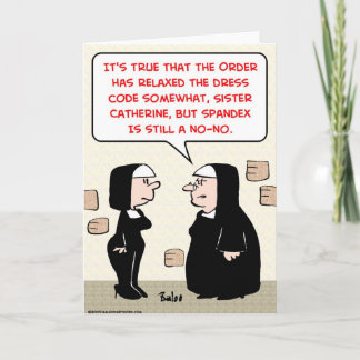spandex nuns no-no dress code card