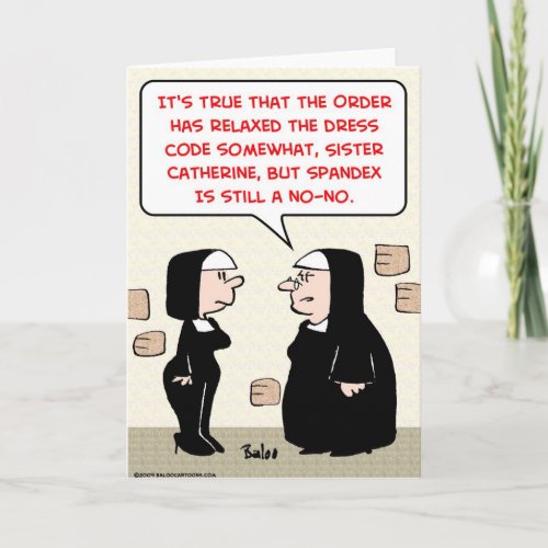 spandex nuns no_no dress code card
