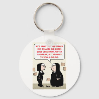 spandex nuns no-no dress code keychain