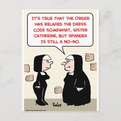 spandex nuns no_no dress code postcard
