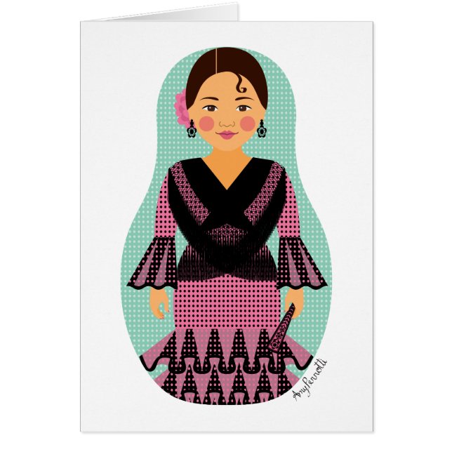 Spaniard Pink Dress Matryoshka Card (Front)