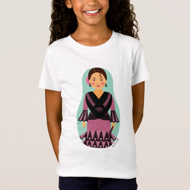 Spaniard Pink Dress Matryoshka Girls' T-Shirt (Front)