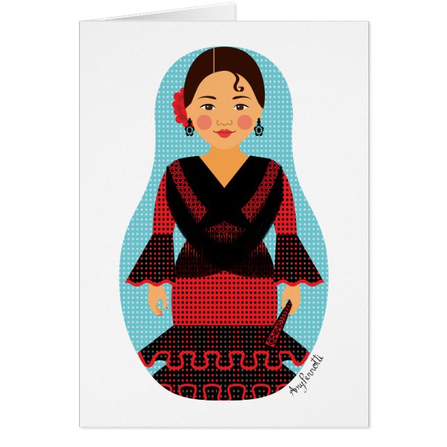 Spaniard Red Dress Matryoshka Card (Front)