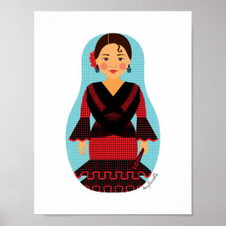 Spaniard Red Dress Matryoshka Poster