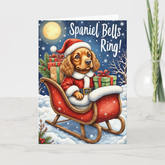 Spaniel Bells Ring – Cocker Spaniel Christmas Card (Front)