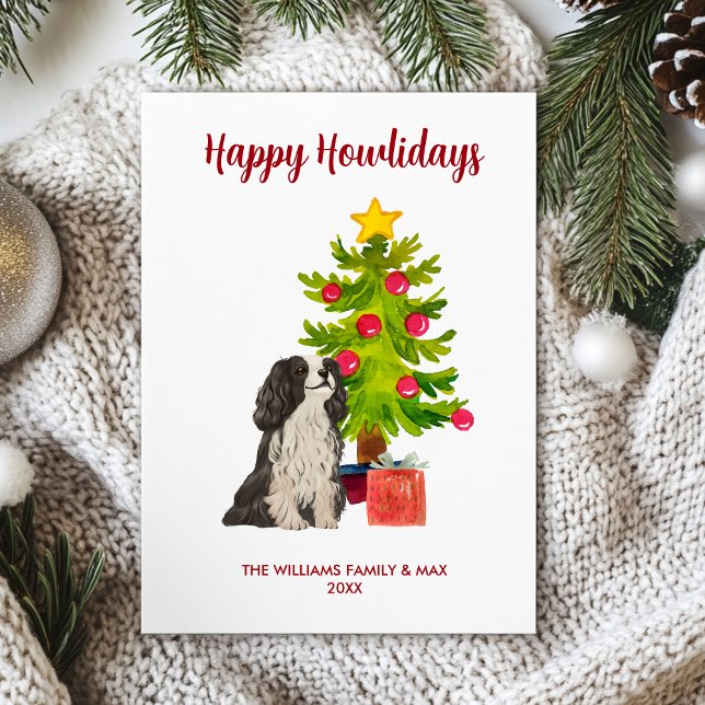 Spaniel Dog Family Christmas Holiday Card (Creator Uploaded)