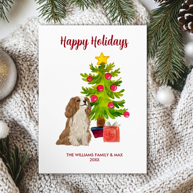 Spaniel Dog Family Christmas Holiday Card (Creator Uploaded)